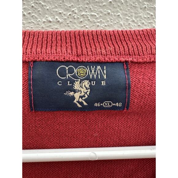Mens Crown Club Sweater Size XL Red Embroidered Local UAW Union Auto Workers - Picture 6 of 12